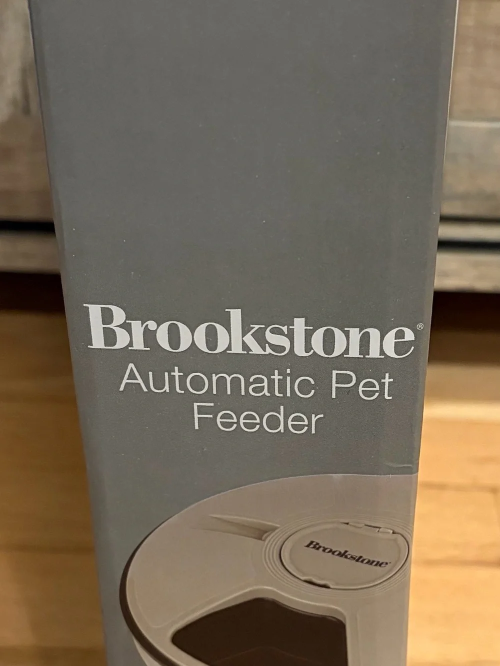Brookstone Automatic Pet Feeder in Beige and Dark Brown